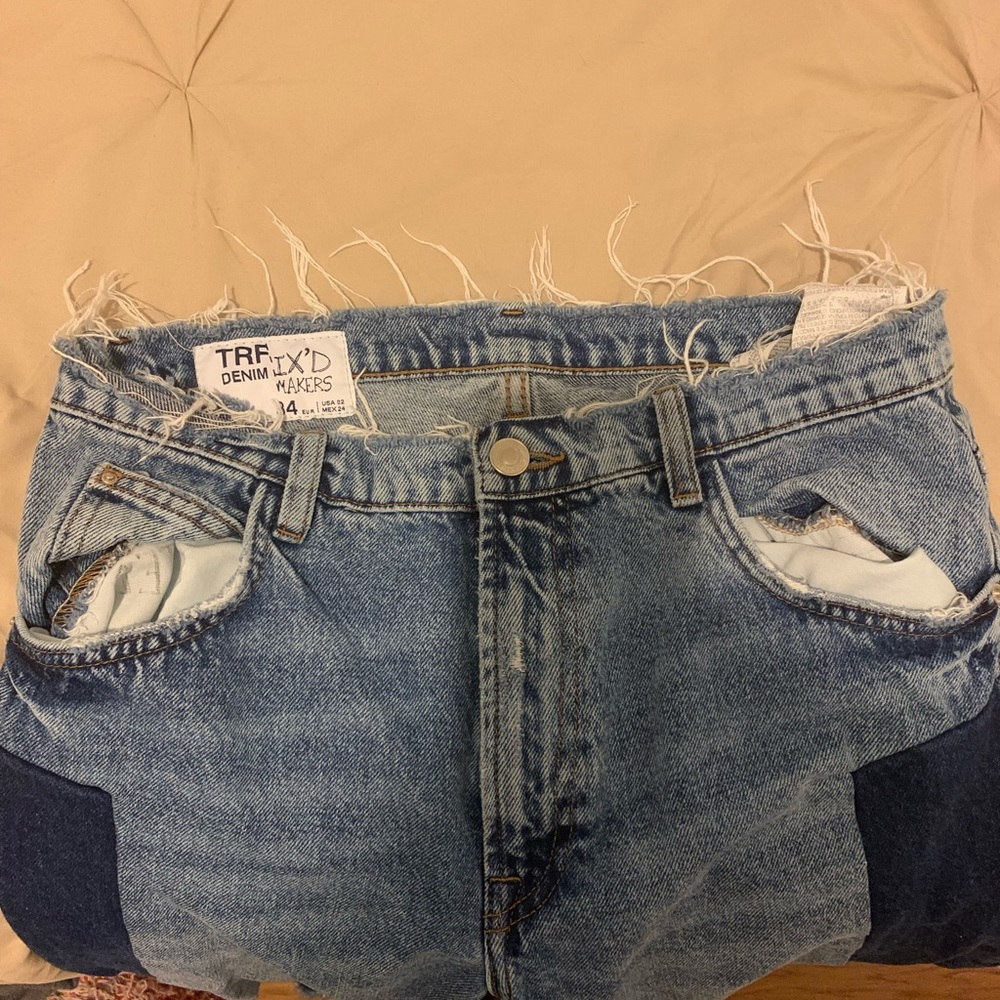 Blue Patchwork Two Tone Denim Asymmetric Splice J… - image 6